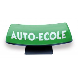 Panneau de toit Auto-Ecole courbé fond vert - écriture blanche (non lumineux)