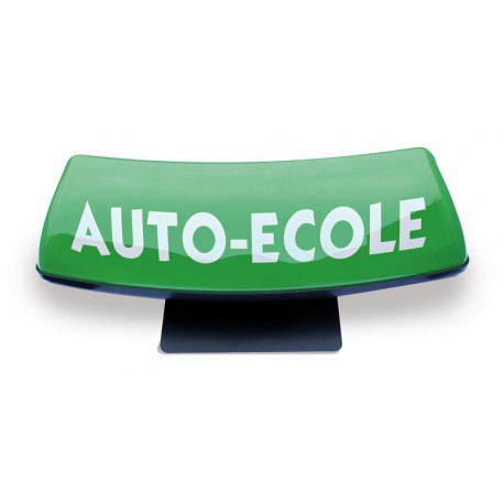 Panneau de toit Auto-Ecole courbé fond vert - écriture blanche (non lumineux)