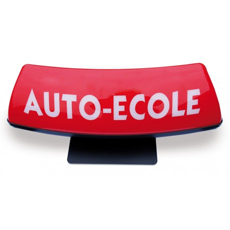    Panneau de toit Auto-Ecole courbé fond rouge - écriture blanche (non lumineux) 