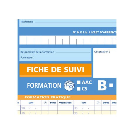 Fiche de suivi auto-école pour formation B / AAC / CS