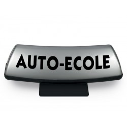    Panneau de toit Auto-Ecole courbé chrome - écriture noire (non lumineux) 
