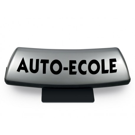    Panneau de toit Auto-Ecole courbé chrome - écriture noire (non lumineux) 